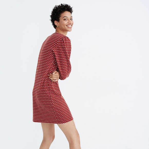 Madewell Square-Neck Long-Sleeve Mini Dress in Bow-Tie Jacquard - Picture 2 of 7